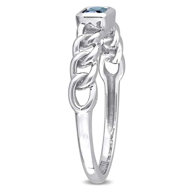 Miadora 10k White Gold London Blue Topaz Stackable Link Ring