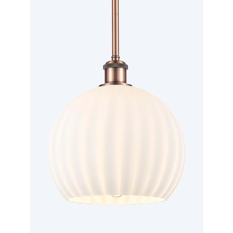 Innovations Lighting 516-1S-12-10 White Venetian Pendant White - Antique Copper / White Venetian