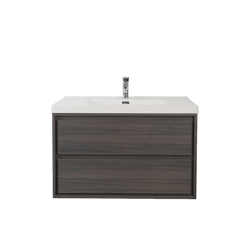 Sage 36" wall mounted bathroom vanity with single basin acrylic top