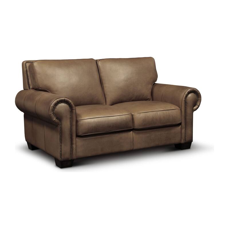 Valencia Top Grain Hand Antiqued Leather Traditional Loveseat - Taupe