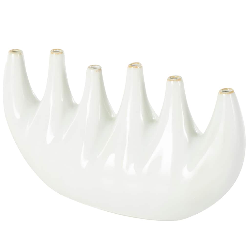 Ceramic Decorative Vase with Multiple Openings - White - Roche River Decor