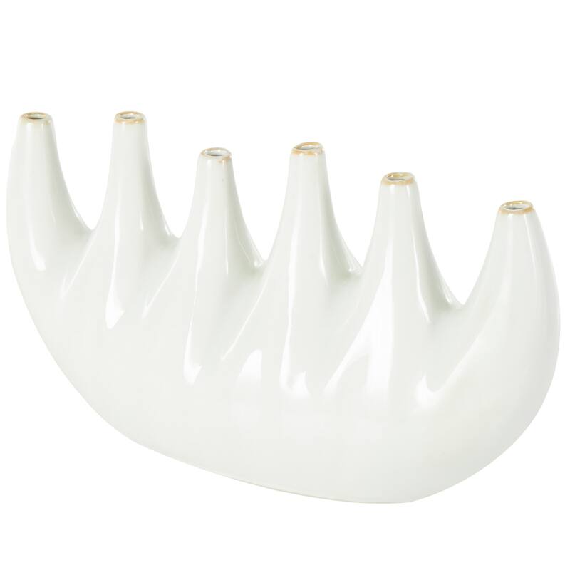 White Ceramic Decorative Vase with Multiple Openings