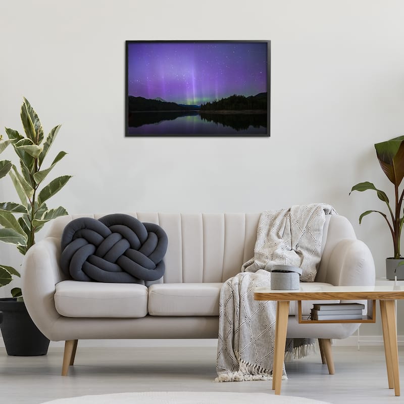 Stupell Luminous Purple Northern Lights Framed Giclee Art Design By Nancy Crowell