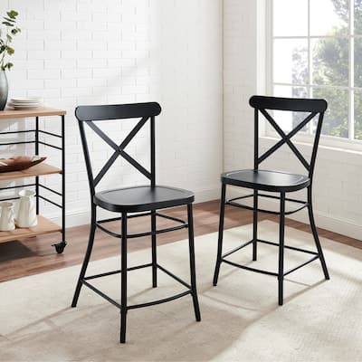 Crosley Camille 2Pc Metal Counter Stool Set - 19.25 W x 19.25 D x 40.24 H