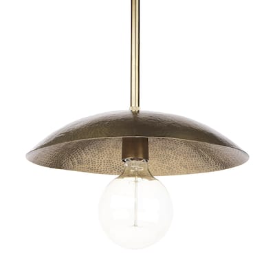 Garnet 13L x 13W Gold Hammered Metal Pendant Light - 14.5L x 14.5W x 3.3H