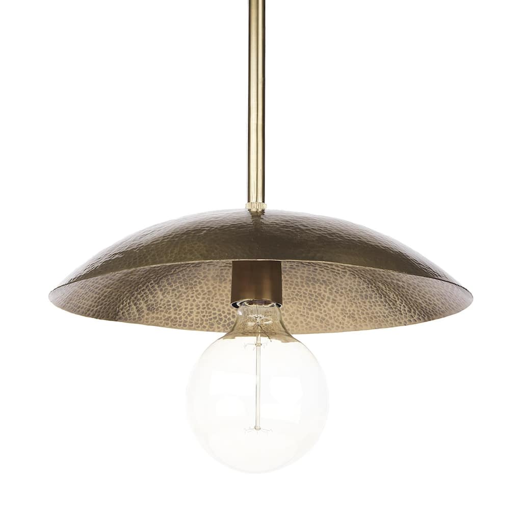 Garnet 13L x 13W Gold Hammered Metal Pendant Light - 14.5L x 14.5W x 3.3H