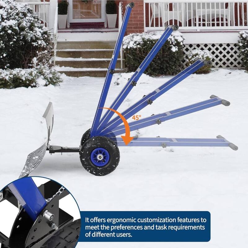 29.13x16.54 in Heavy Duty Rolling Snow Pusher Shovel for Driveway, Doorway, Sidewalk