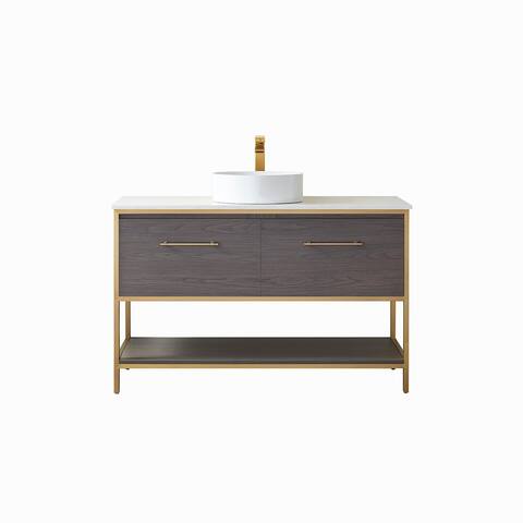 Murcia 48" Single Vanity in Suleiman Oak with Stone Countertop
