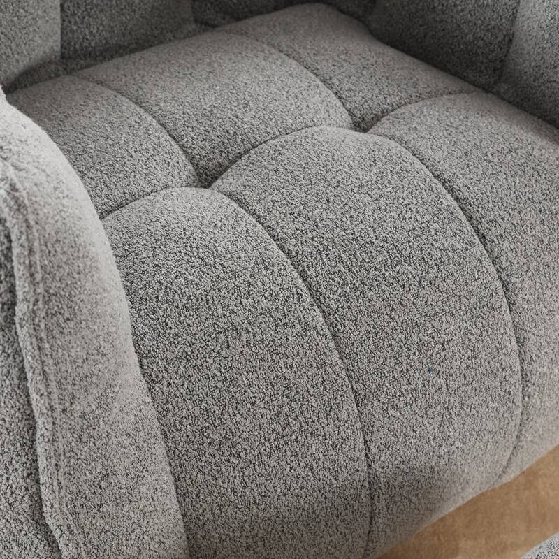 Modern Chenille Bean Bag Chair with Ottoman, Set of 1