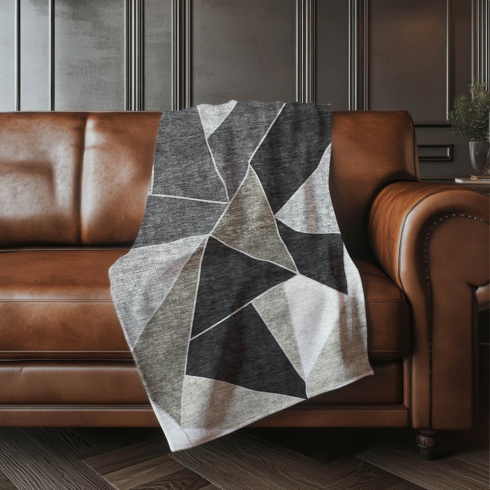 Premium Machine Washable Modern Contemporary Sherpa Throw Blanket