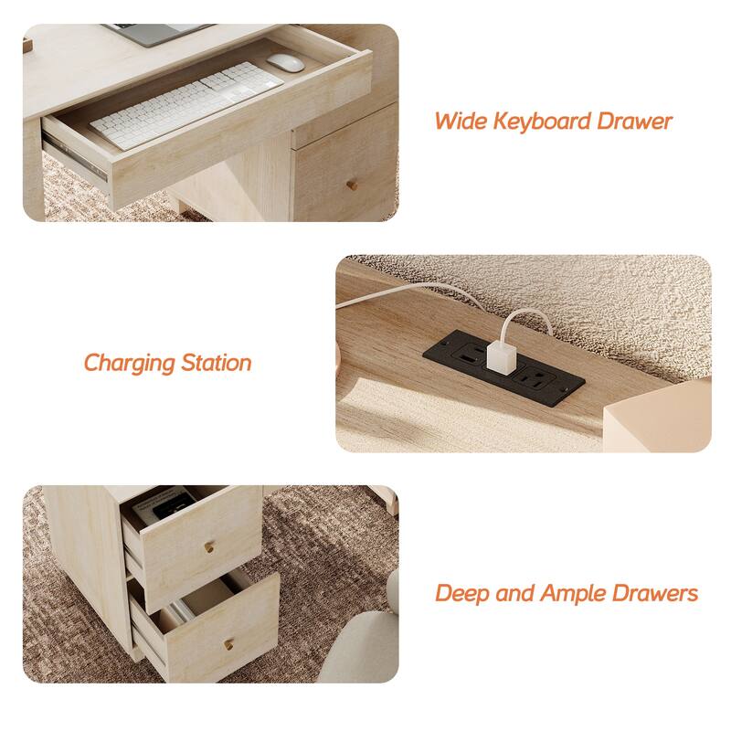 WAMPAT Executive Desk with 5 Drawers, 58 Inch Wide for Home Office