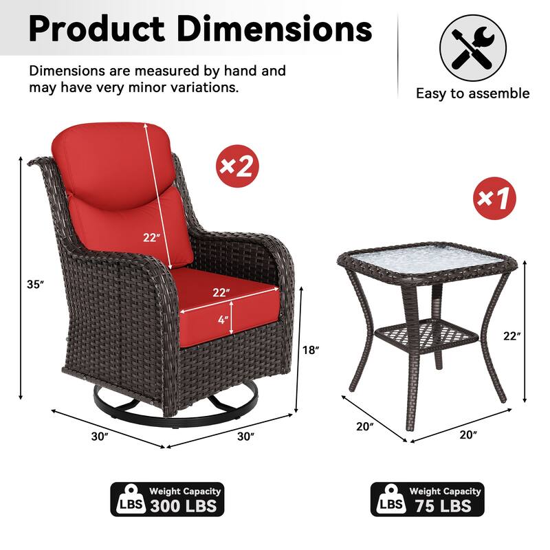 COZYWOR 2-person Outdoor Rattan Seating Group With Cushions