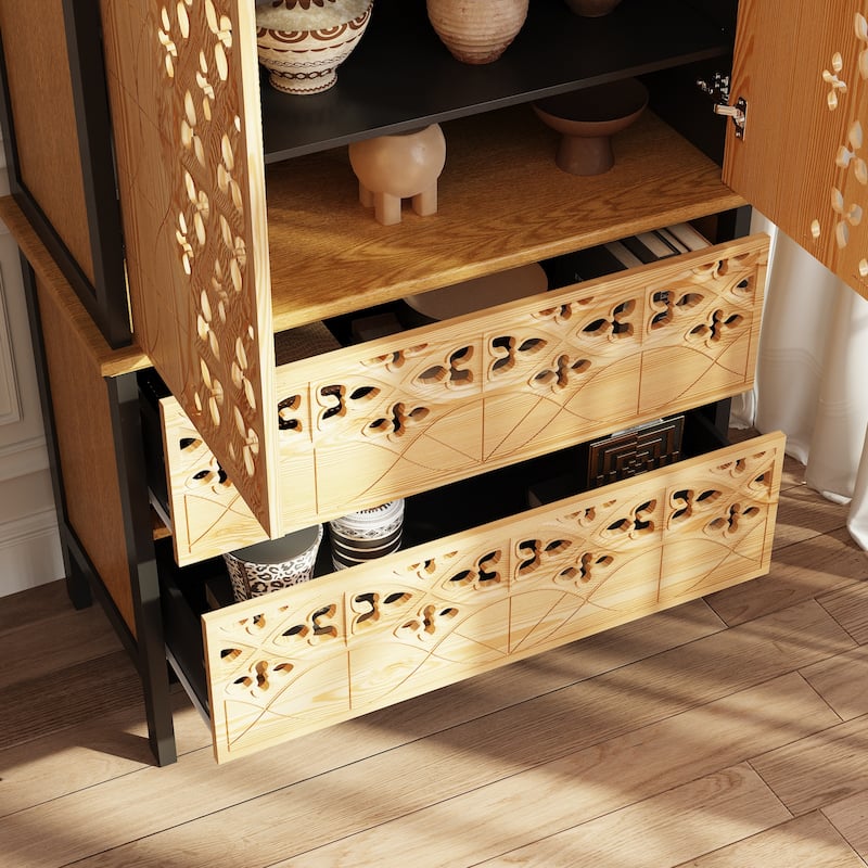 Display Storage Cabinet with Intricate Design Elegant Home Storage Solution Bookshelves Curio