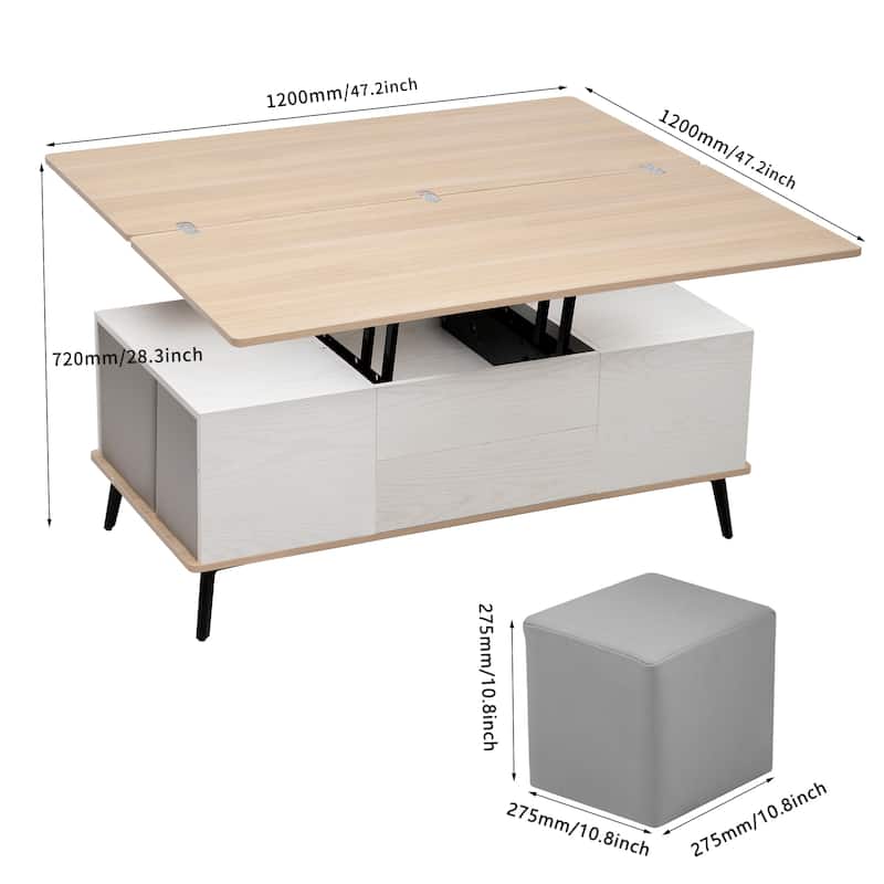 5 Pieces Lift Top Coffee Table Set with Ottomans