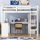 preview thumbnail 35 of 42, Twin/Full Size Loft Bed with L-Shaped Desk, Wardrobe and Storage Shelves, Solid Wood Loft Bed Frame with Ladder and Guardrail