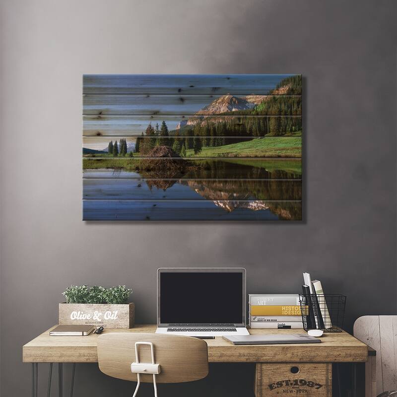 Gothic Mountain And Beaver Lodge, Near Crested Butte, Colorado Print On Wood by Tim Fitzharris - Multi-Color