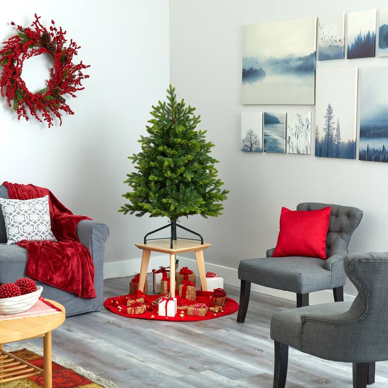 4’ Pre-Lit North Carolina Artificial Christmas Tree, Clear LED Lights - 4 Foot