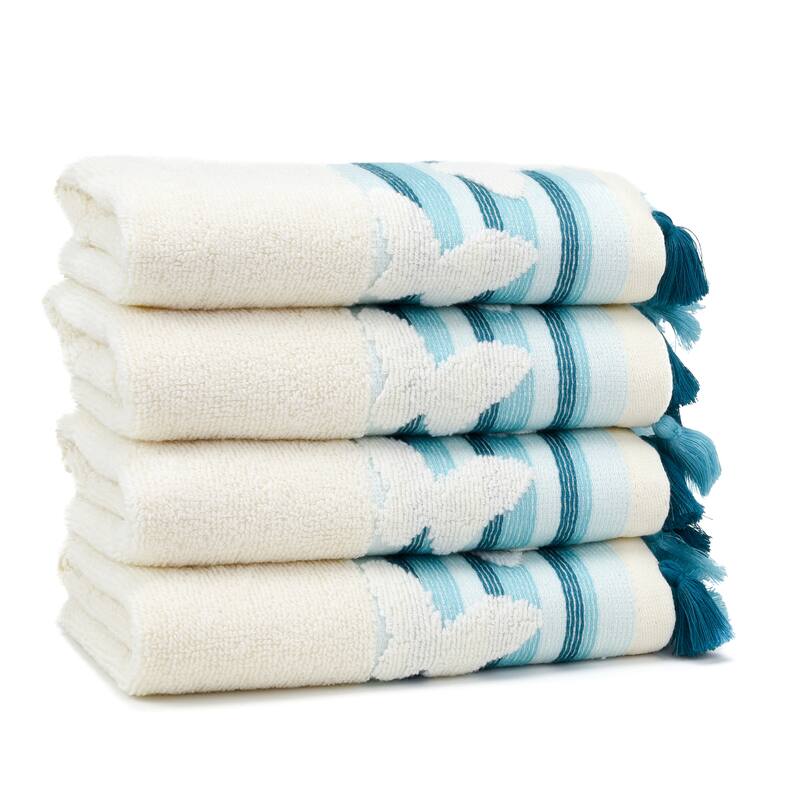 East'N Blue Butterfly Turkish Cotton Washcloth (Pack of 4) - Arctic