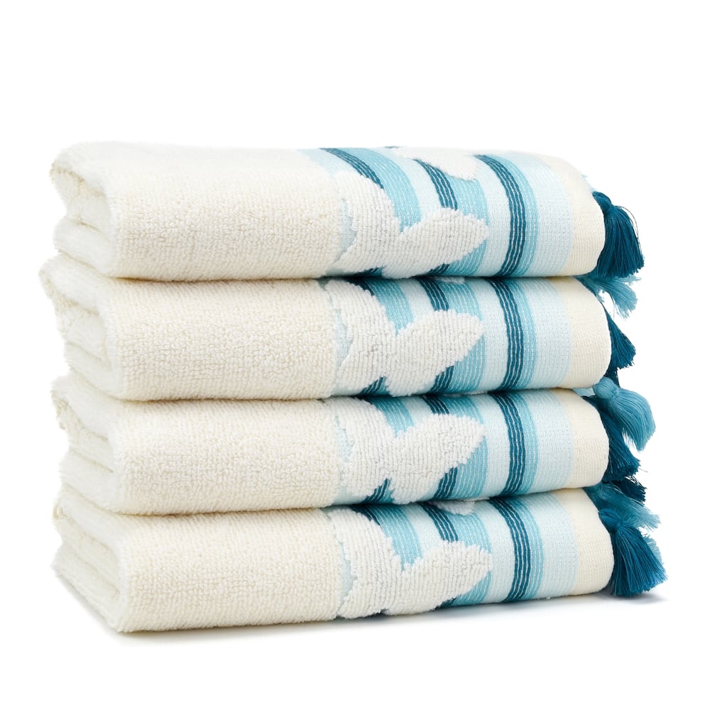 East'N Blue Butterfly Turkish Cotton Washcloth (Pack of 4)