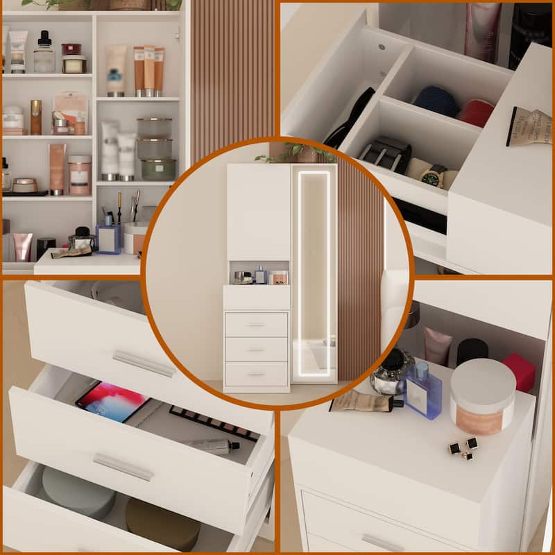 Dresser LED-Lit Vanity Dressing Cabinet with Full-Length Mirror