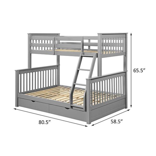 Jolis Grey Twin over Full 2-Drawer Bunk Bed