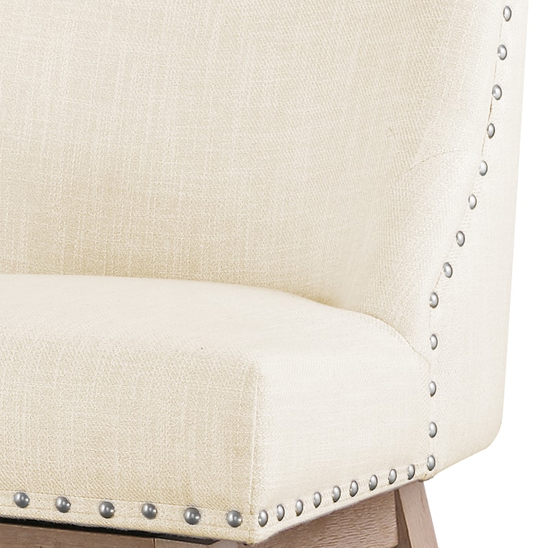 26 in. Counter Height Upholstered Wood Frame Swivel Bar Stool with Farbic Seat Set of 2 - 19.6"D x 19.6"W x 37"H