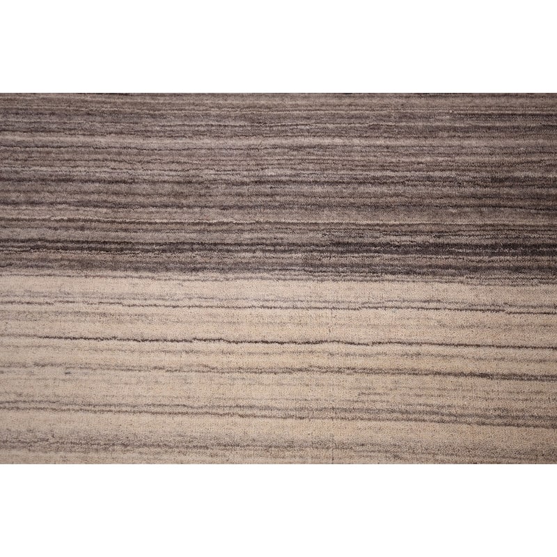 Striped Gabbeh Indian Area Rug Hand-Knotted Tribal Wool Carpet - 8'5"x 9'9"