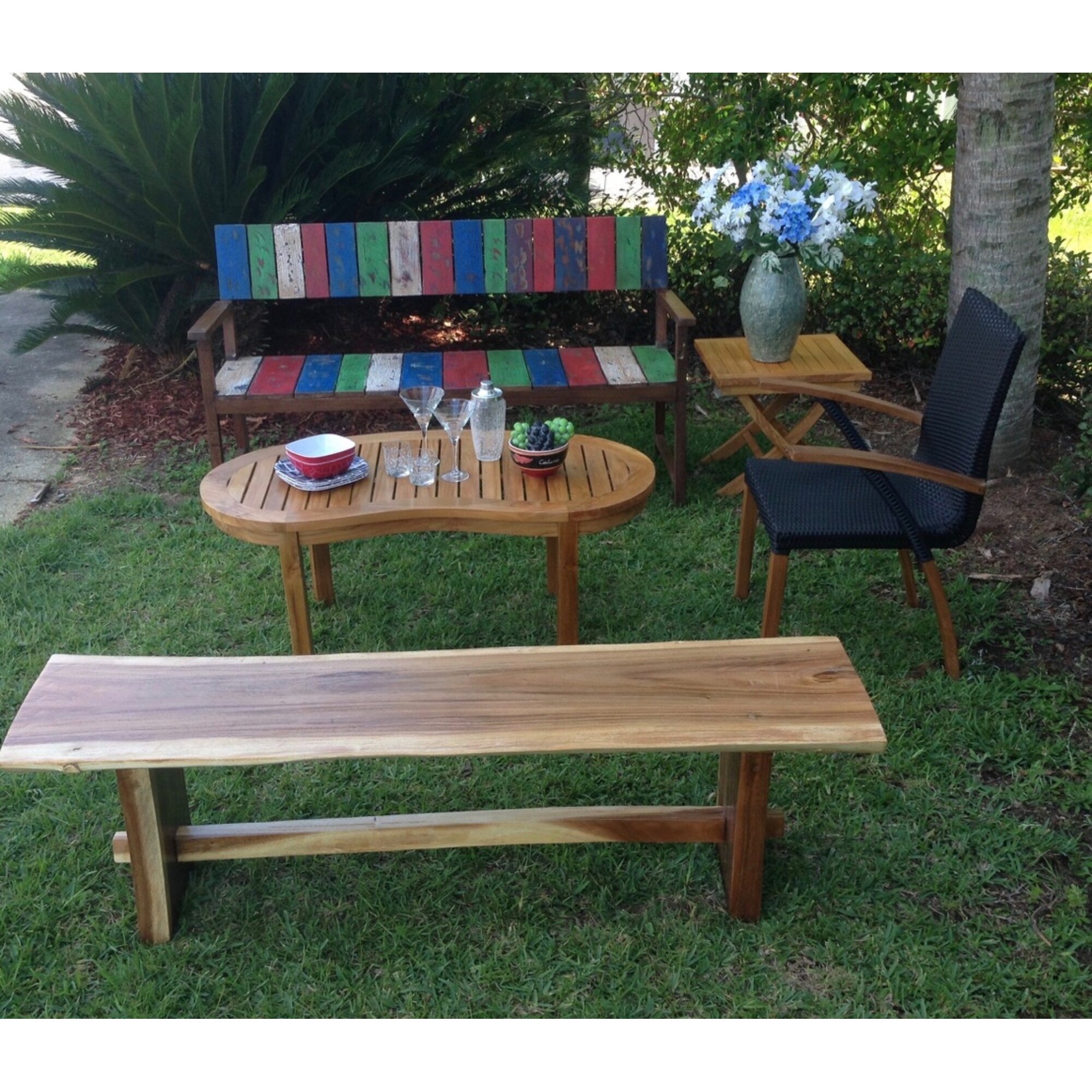 Chic Teak Suar Live Edge Slab Backless Bench Approximately 71 Long Overstock 31883333