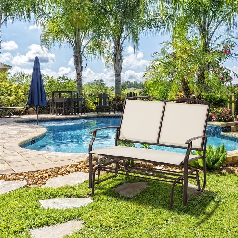Yaheetech 2-Person Patio Glider Bench Swing Glider Chair