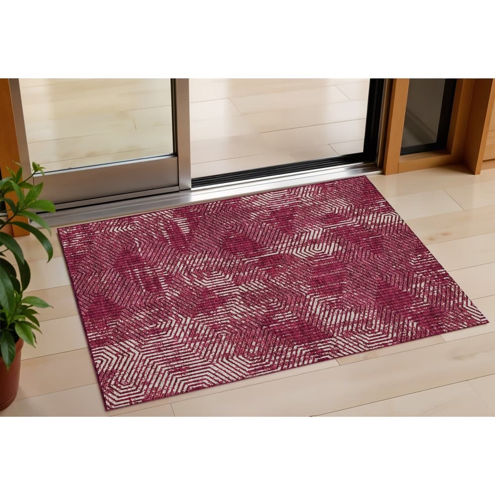 HomeRoots Geometric Transitional Rectangle Outdoor Rug