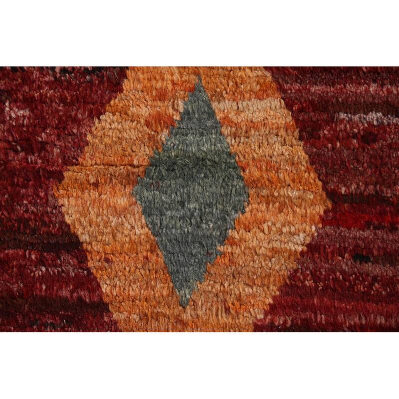Hand Knotted Oriental 100% Wool Carpet Modern Tribal Red Moroccan Area Rug - 7' 7'' X 5' 9''