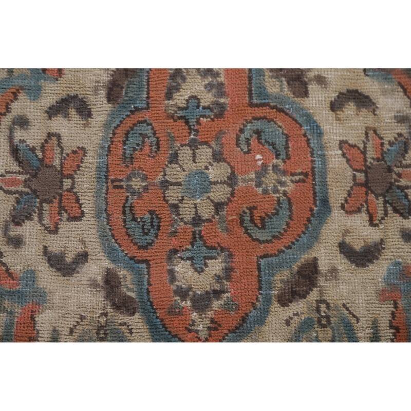 Hand Knotted Oriental 100% Wool Carpet Traditional Floral Peach Mashad Area Rug - 12' 7'' X 8' 10''