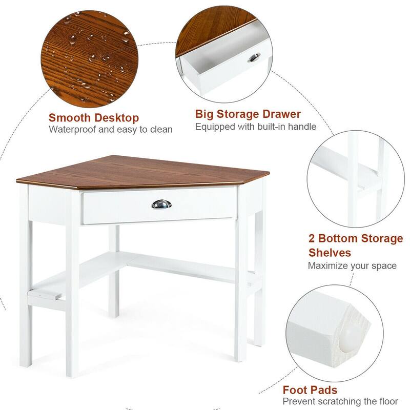 Gymax Corner Computer Desk Laptop Writing Table Workstation W/ Drawer