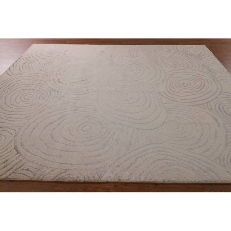 All-Over Abstract Modern Area Rug Hand-Knotted Wool Carpet - 7'11"x 9'9"