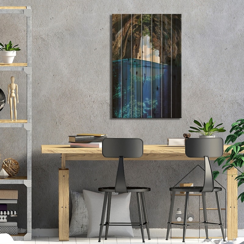 Swallows Cave Print On Wood by Jordan Robins - Multi-Color