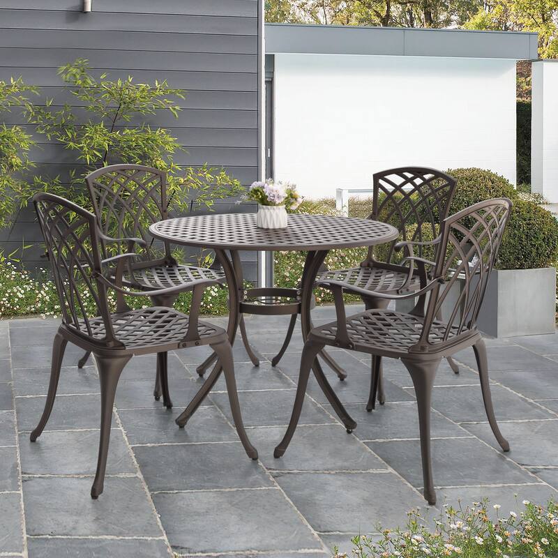 NUU GARDEN 5-piece Antique Bronze Cast Aluminum Patio Dining Set