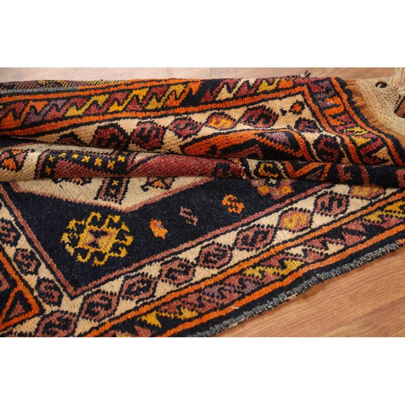 Tribal Anatolian Turkish Vintage Runner Rug Hand-Knotted Wool Carpet - 3'4"x 11'3"