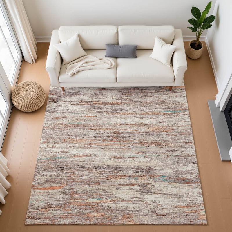 Premium Washable Super Soft Stripe Ombre Mayfield Rug - Terracotta - 8' x 10'