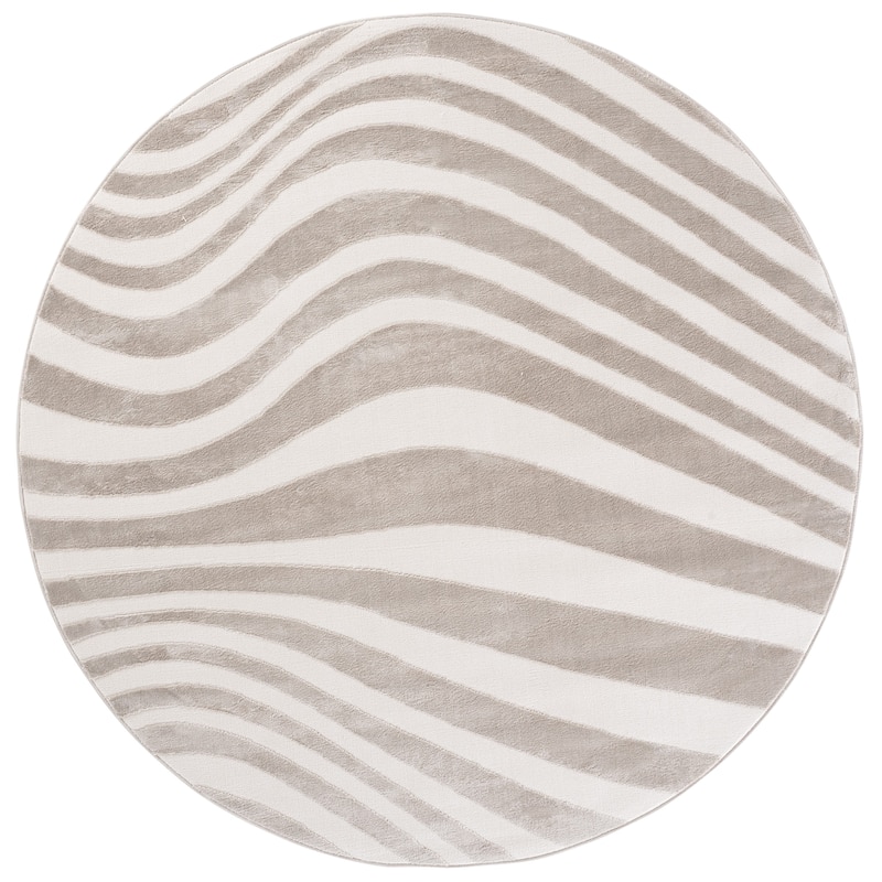 SAFAVIEH Saylor Wakana Modern Rug - 6'3" Round - Beige/Ivory