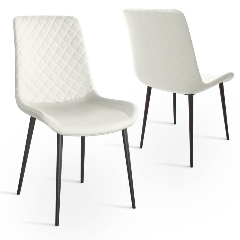 PU Leather Dining Chair Set of 2 with Metal Legs for Kitchen, Restaurant, Living, Meeting Room