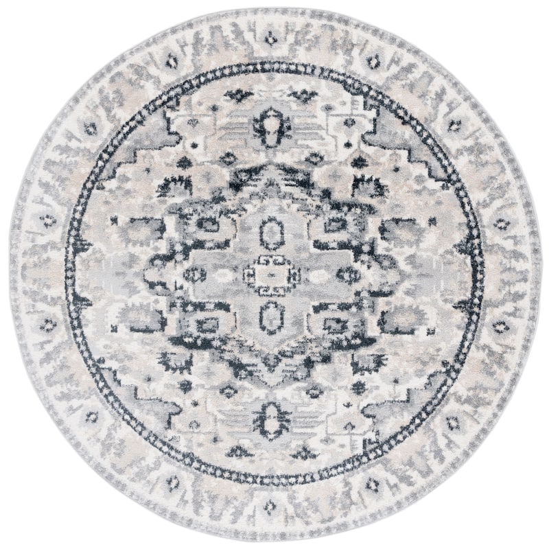 SAFAVIEH Layla Helaine Shabby Chic Farmhouse Rug - 6'7" Round - Ivory Grey/Charcoal