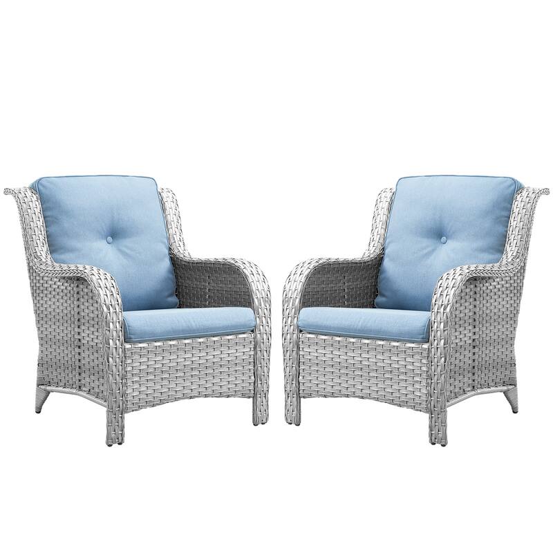 2 Peices Wicker Chairs Wide Armchair