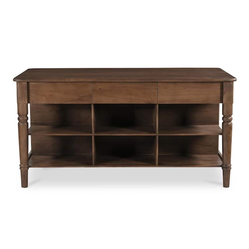 NADAAL STUDIOS Cove, Wooden Kitchen Island with Storage - 72"W x40.5"D x36.5"H - Brown