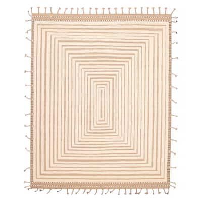 ECARPETGALLERY Hand-knotted Tangier Cream Wool Rug - 8'0 x 10'2