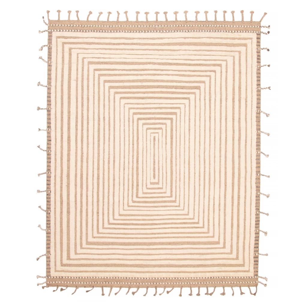 ECARPETGALLERY Hand-knotted Tangier Cream Wool Rug - 8'0 x 10'2