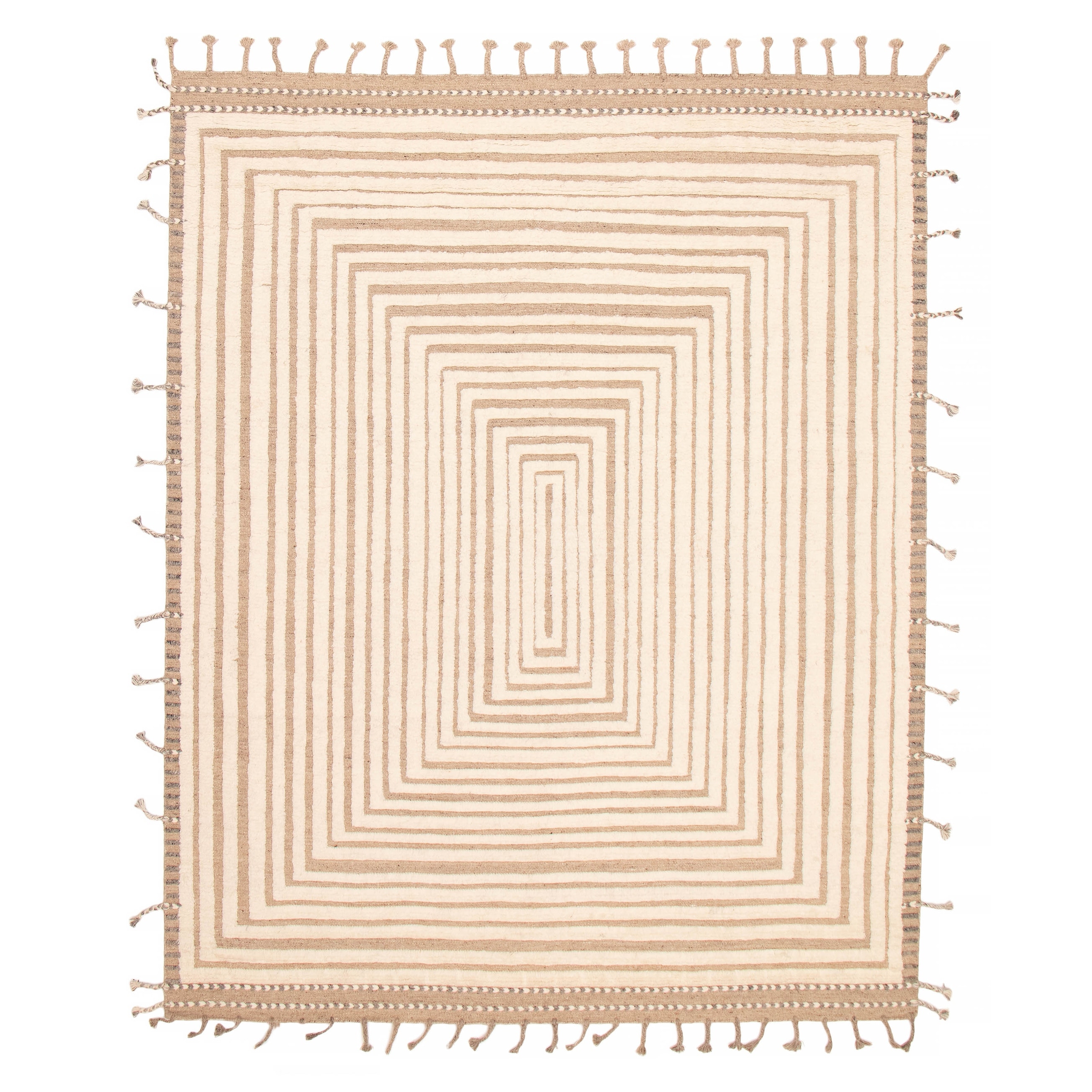 ECARPETGALLERY Hand-knotted Tangier Cream Wool Rug - 8'0 x 10'2