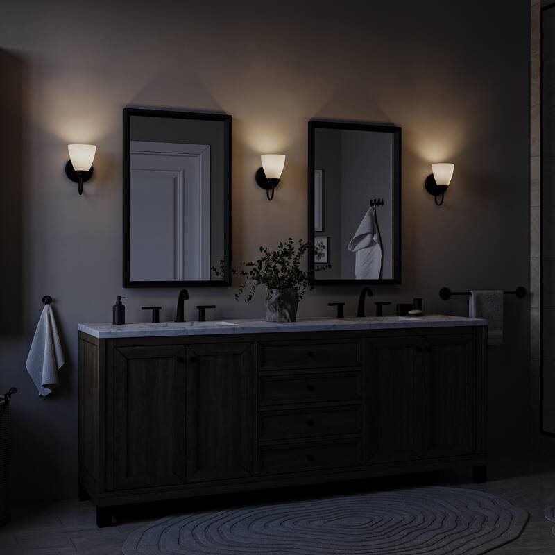 Kichler Lighting Jolie 1-Light Vanity Light with Satin Etched Glass in Black