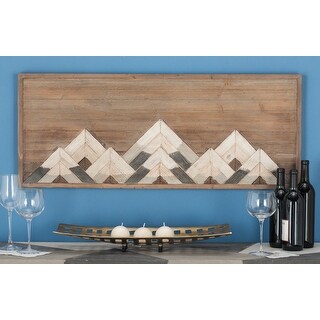 Brown Wood Mountain Geometric Wall Decor
