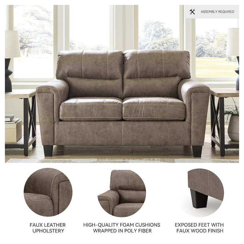 Signature Design by Ashley Navi Fossil Loveseat - 61" W x 38" D x 39" H