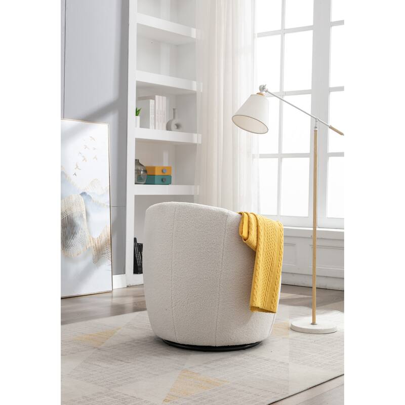 Ivory 25.6" Swivel Barrel Chair with Black Coating